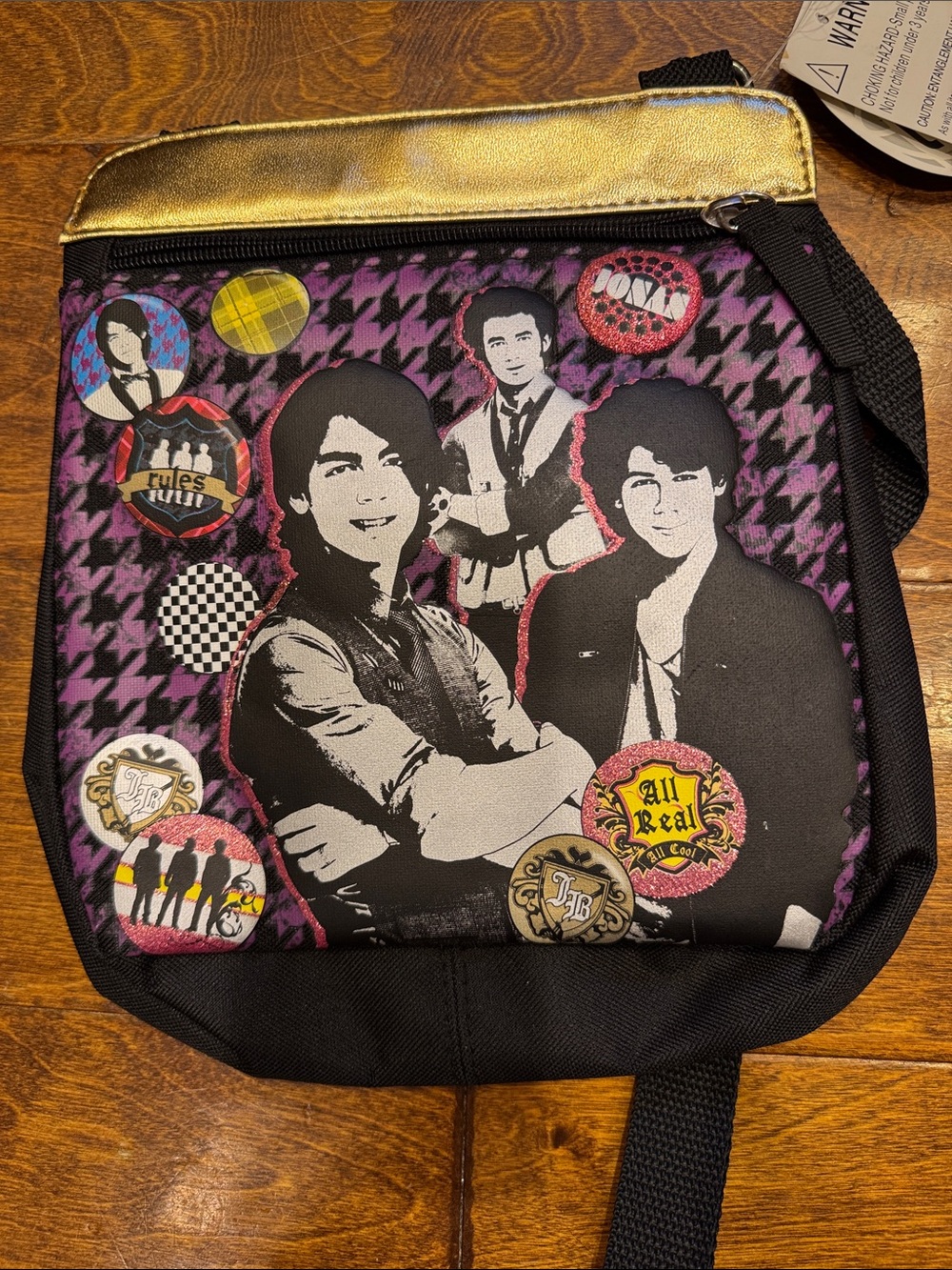 NWT Disney Purple Black Gold Jonas Brothers Crossbody Bag